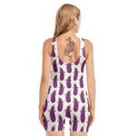 Cartoon Eggplant Pattern Print Sleeveless One Piece Swimsuit