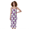 Cartoon Eggplant Pattern Print Slim Fit Midi Cami Dress