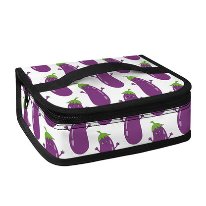 Cartoon Eggplant Pattern Print Small Lunch Bag