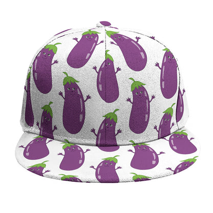 Cartoon Eggplant Pattern Print Snapback Cap