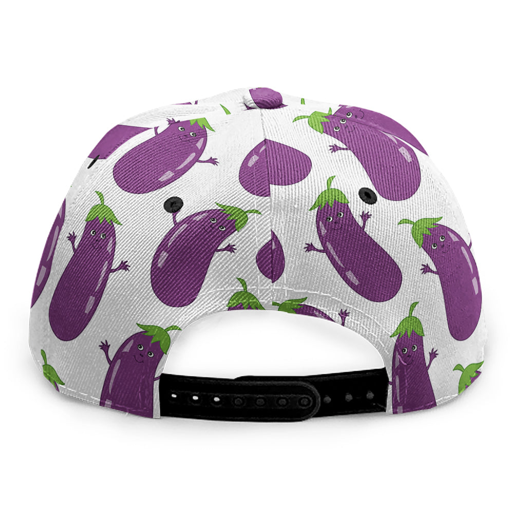 Cartoon Eggplant Pattern Print Snapback Cap