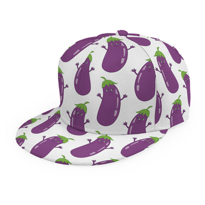 Cartoon Eggplant Pattern Print Snapback Cap