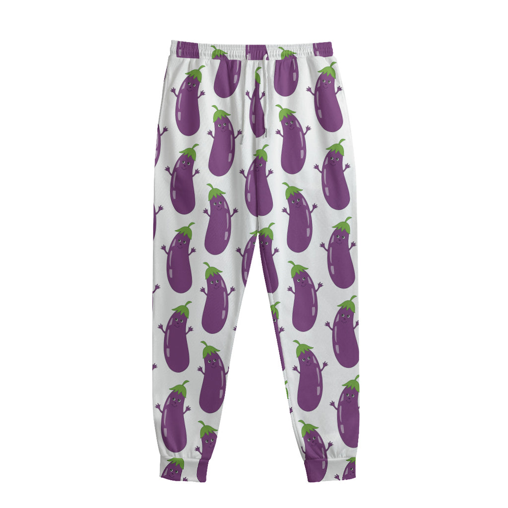 Cartoon Eggplant Pattern Print Sweatpants