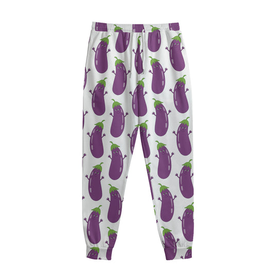 Cartoon Eggplant Pattern Print Sweatpants