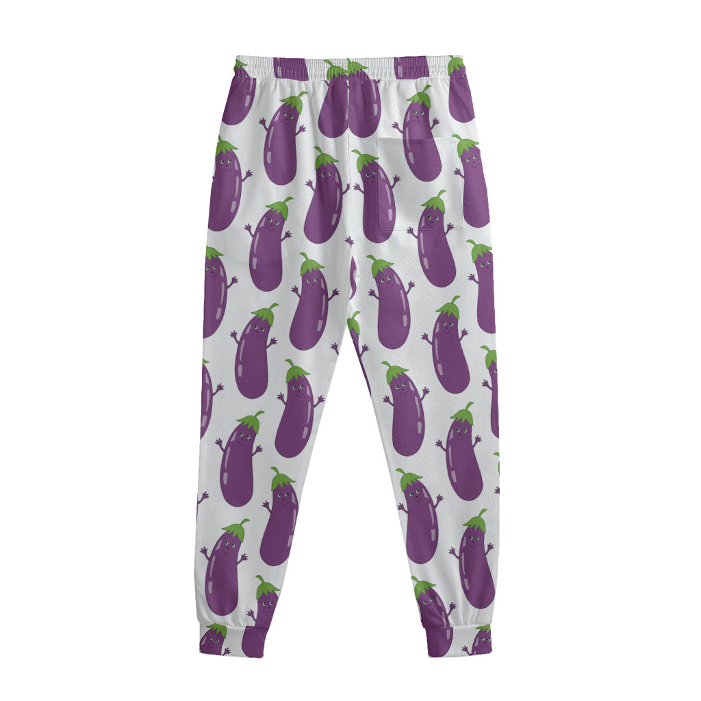 Cartoon Eggplant Pattern Print Sweatpants