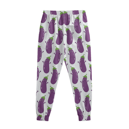 Cartoon Eggplant Pattern Print Sweatpants