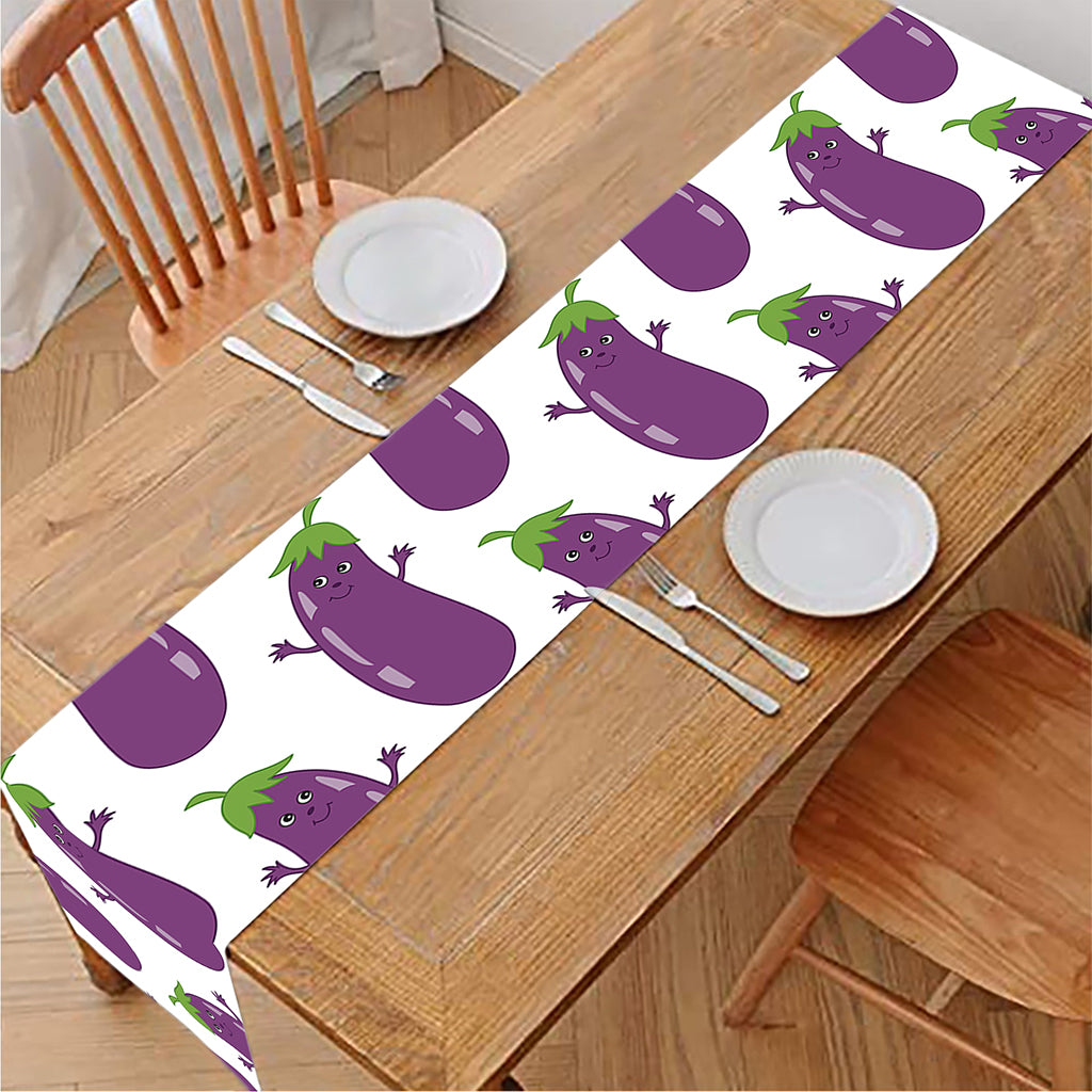 Cartoon Eggplant Pattern Print Table Runner