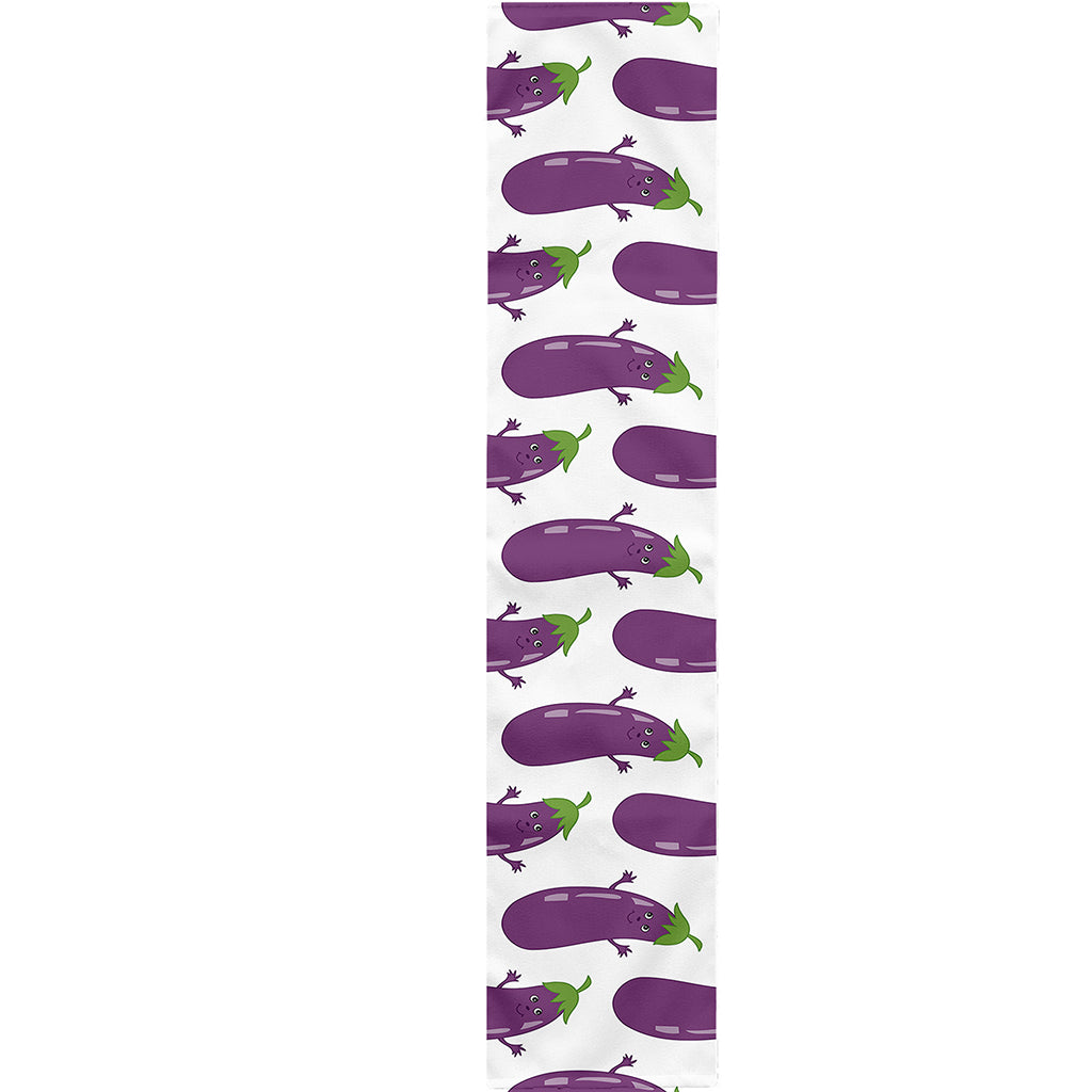 Cartoon Eggplant Pattern Print Table Runner
