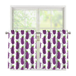 Cartoon Eggplant Pattern Print Tier Curtains