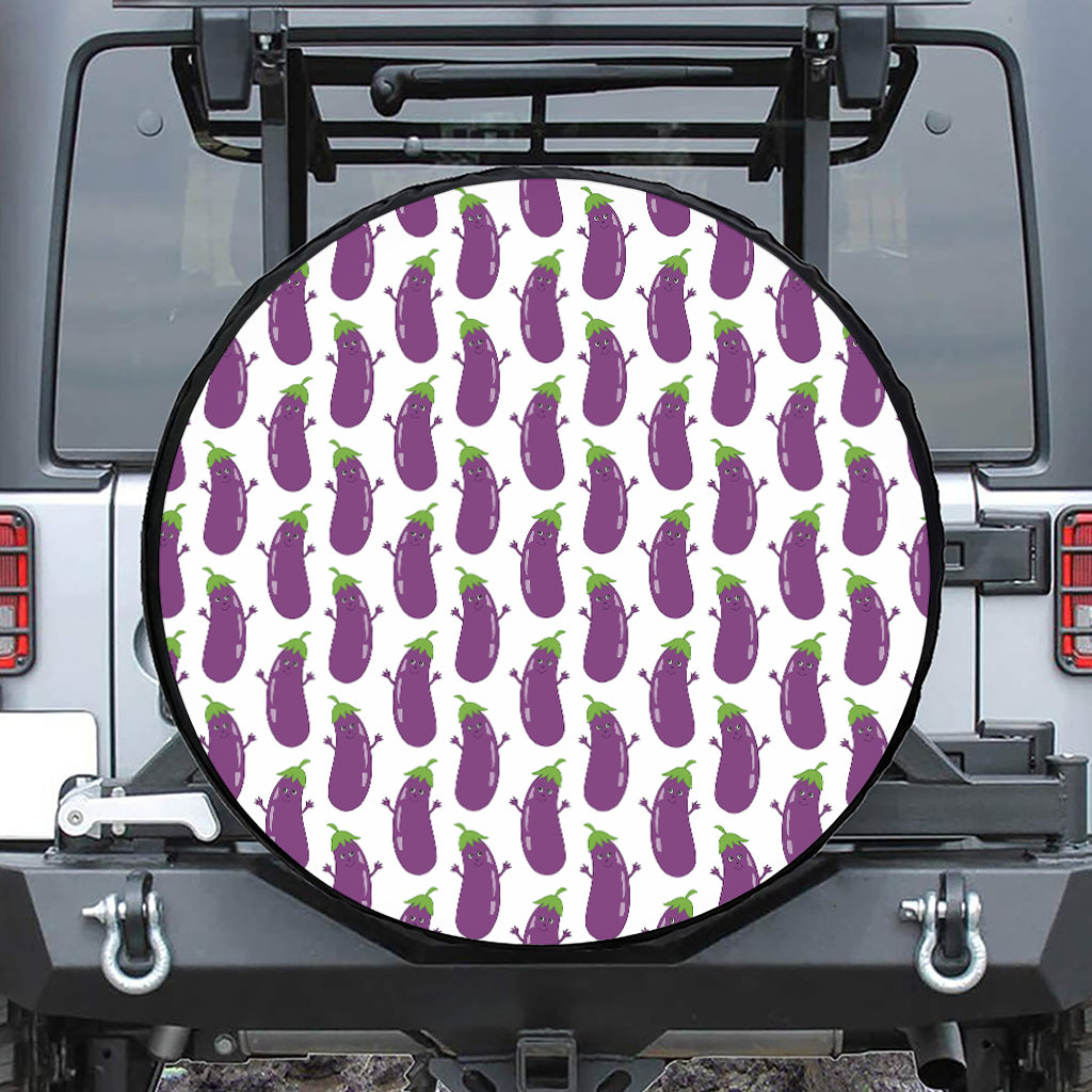 Cartoon Eggplant Pattern Print Tire Cover