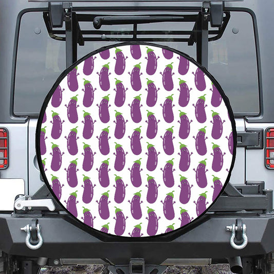 Cartoon Eggplant Pattern Print Tire Cover