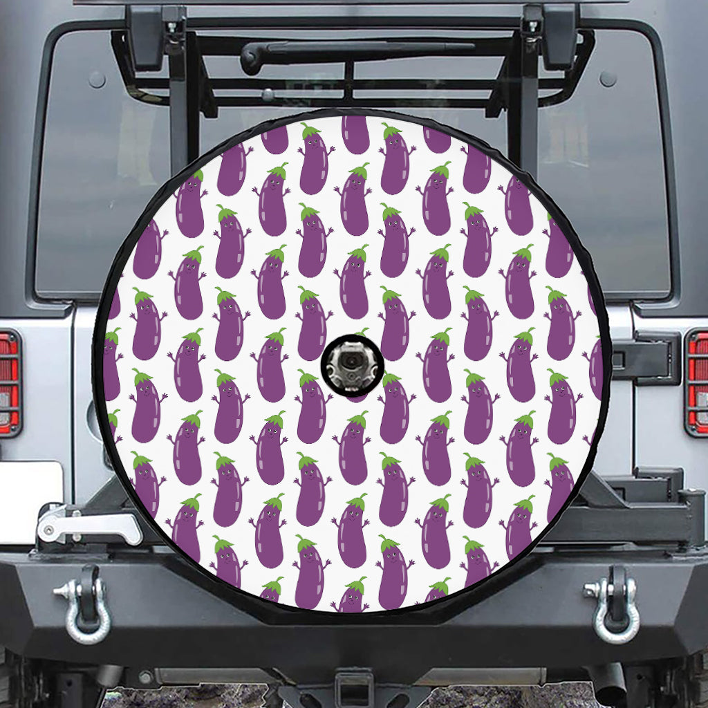 Cartoon Eggplant Pattern Print Tire Cover With Camera Hole