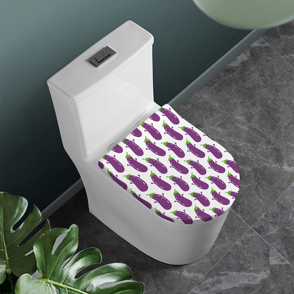 Cartoon Eggplant Pattern Print Toilet Lid Cover