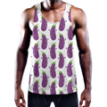 Cartoon Eggplant Pattern Print Men's Workout Tank Top