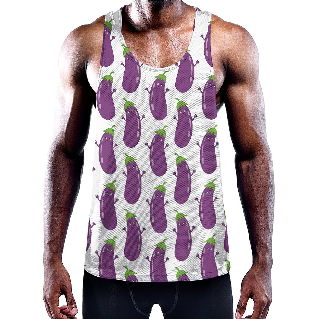 Cartoon Eggplant Pattern Print Training Tank Top