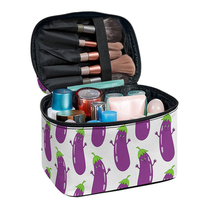 Cartoon Eggplant Pattern Print Travel Makeup Bag