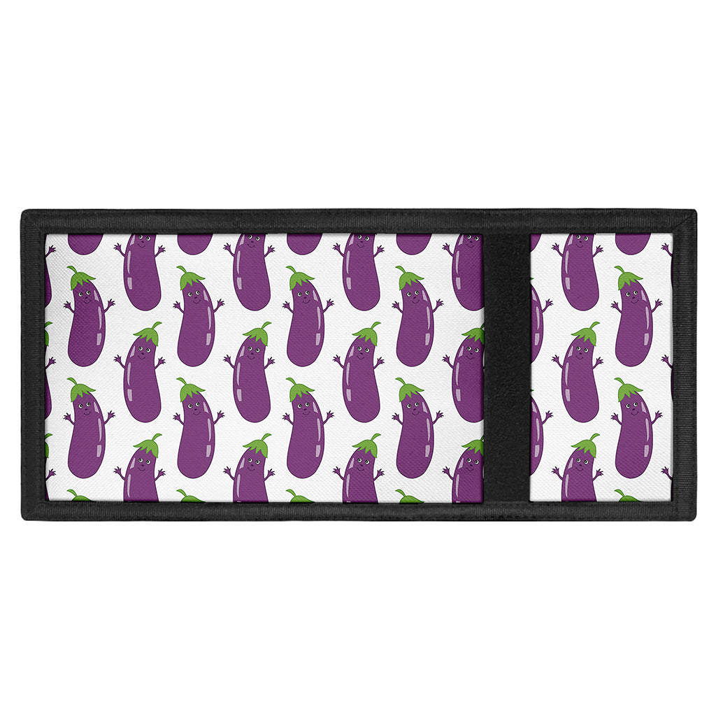 Cartoon Eggplant Pattern Print Trifold Wallet