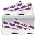 Cartoon Eggplant Pattern Print White Chunky Shoes