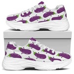 Cartoon Eggplant Pattern Print White Chunky Shoes