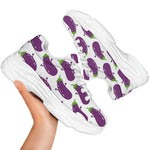Cartoon Eggplant Pattern Print White Chunky Shoes