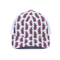 Cartoon Eggplant Pattern Print White Mesh Trucker Hat