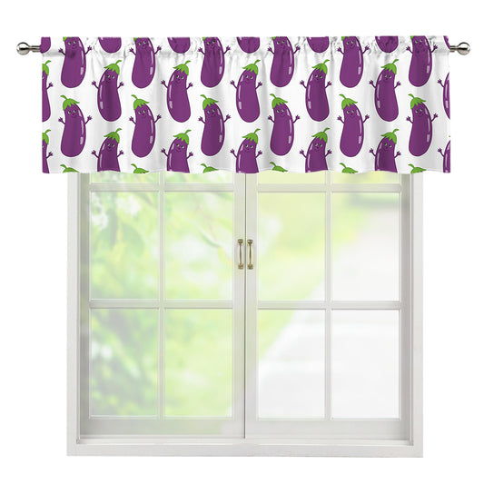 Cartoon Eggplant Pattern Print Window Valance