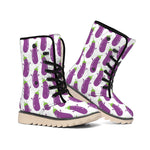 Cartoon Eggplant Pattern Print Winter Boots