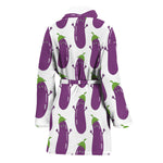 Cartoon Eggplant Pattern Print Women's Bathrobe