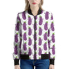 Cartoon Eggplant Pattern Print Women's Bomber Jacket