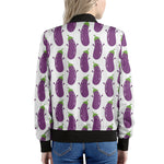 Cartoon Eggplant Pattern Print Women's Bomber Jacket