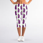 Cartoon Eggplant Pattern Print Women's Capri Leggings