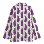 Cartoon Eggplant Pattern Print Women's Cotton Blazer