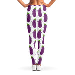 Cartoon Eggplant Pattern Print Women's Leggings
