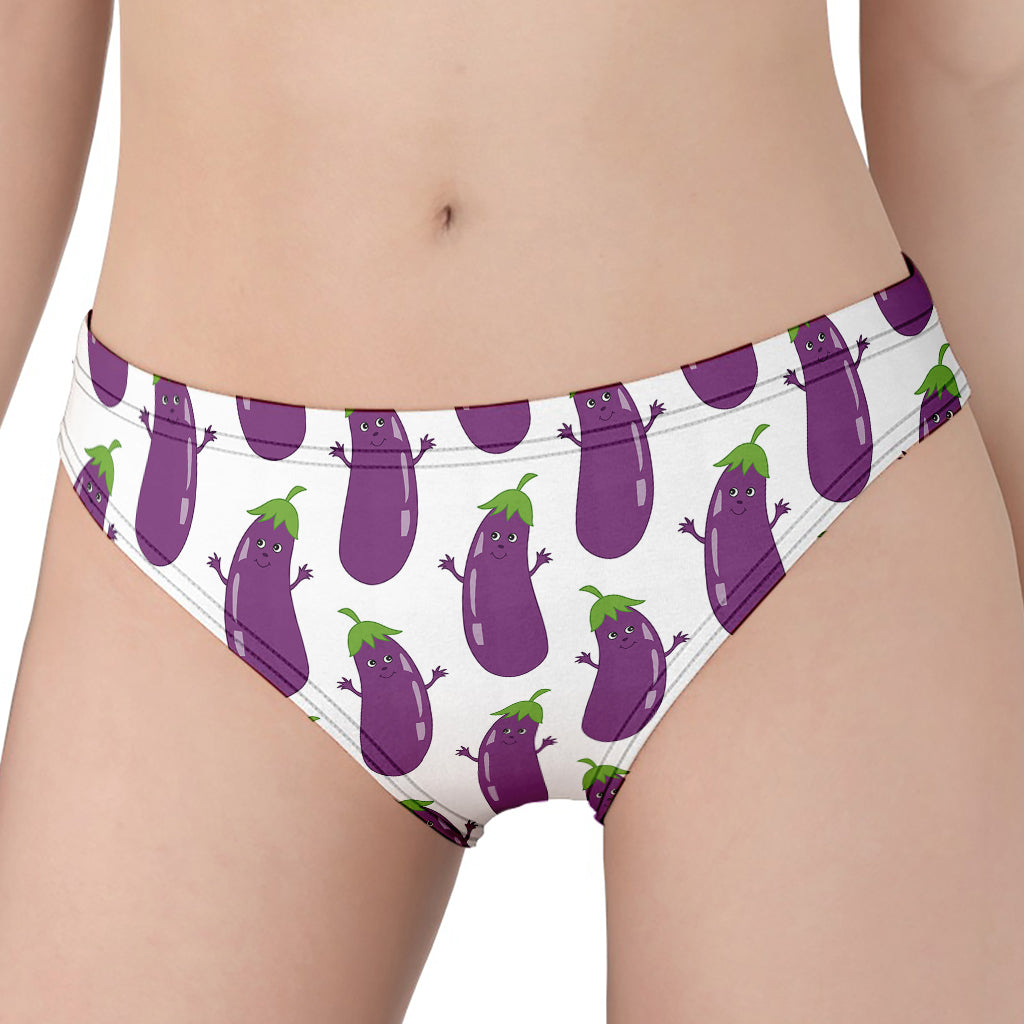 Cartoon Eggplant Pattern Print Women's Panties