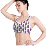 Cartoon Eggplant Pattern Print Women's Sports Bra