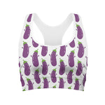Cartoon Eggplant Pattern Print Women's Sports Bra