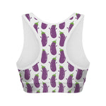 Cartoon Eggplant Pattern Print Women's Sports Bra