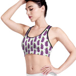 Cartoon Eggplant Pattern Print Women's Sports Bra