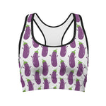 Cartoon Eggplant Pattern Print Women's Sports Bra
