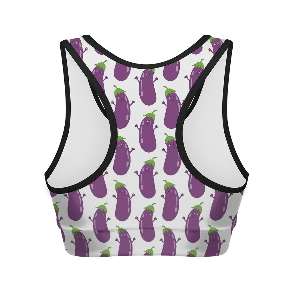 Cartoon Eggplant Pattern Print Women's Sports Bra
