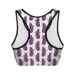 Cartoon Eggplant Pattern Print Women's Sports Bra