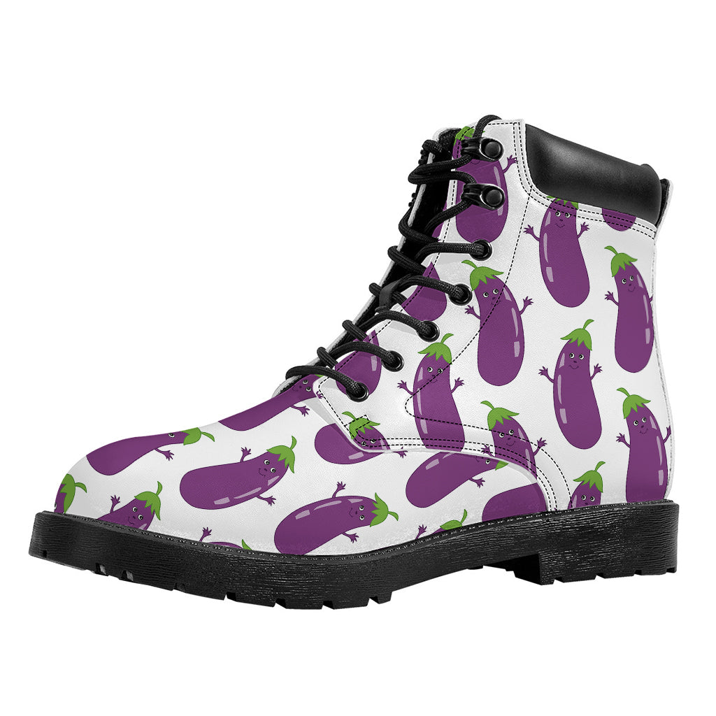 Cartoon Eggplant Pattern Print Work Boots