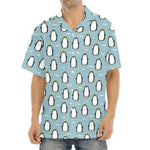Cartoon Emperor Penguin Pattern Print Aloha Shirt