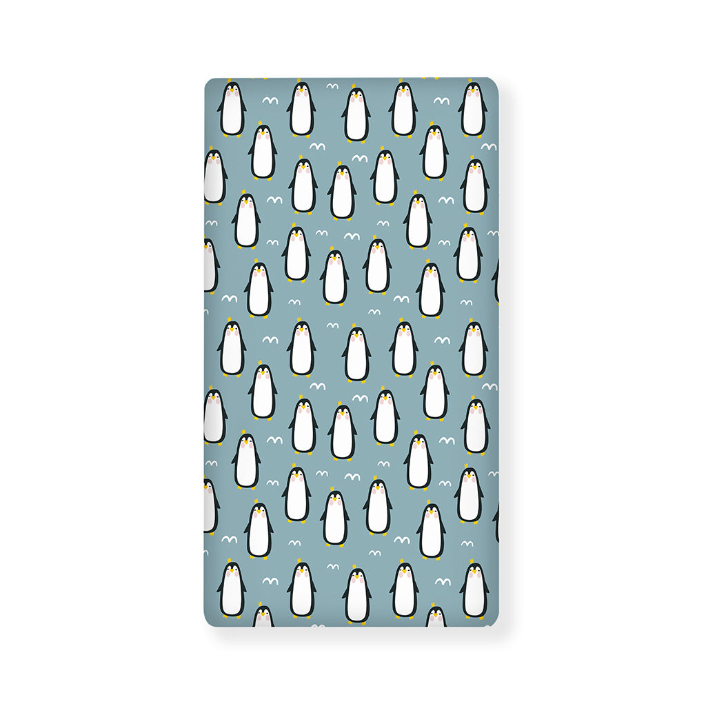 Cartoon Emperor Penguin Pattern Print Baby Crib Sheet