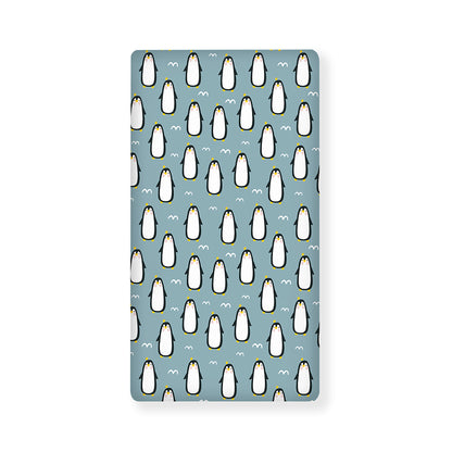 Cartoon Emperor Penguin Pattern Print Baby Crib Sheet