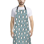 Cartoon Emperor Penguin Pattern Print Bib Apron With Pocket
