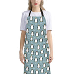 Cartoon Emperor Penguin Pattern Print Bib Apron With Pocket