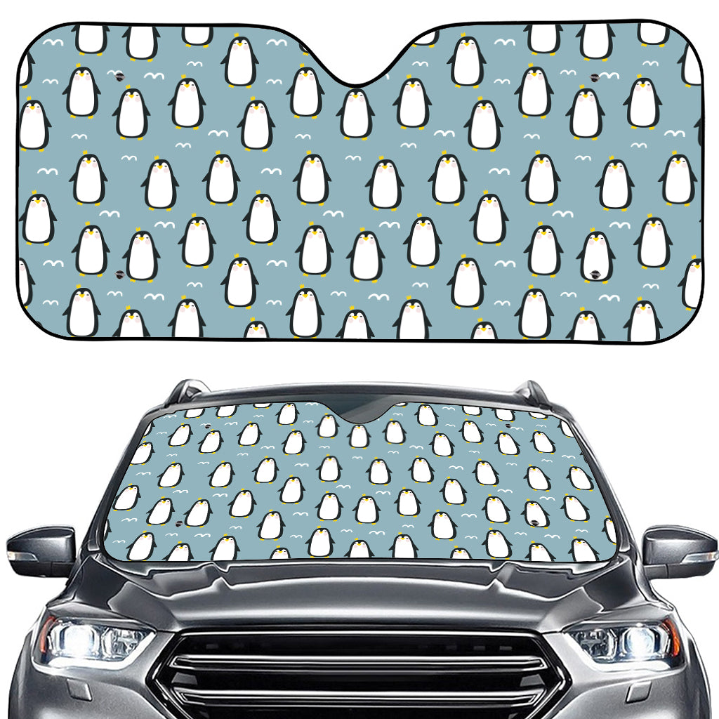 Cartoon Emperor Penguin Pattern Print Car Windshield Sun Shade