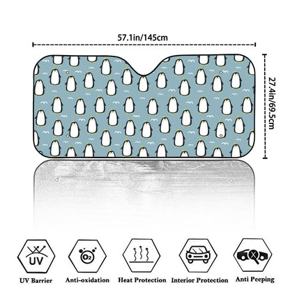 Cartoon Emperor Penguin Pattern Print Car Windshield Sun Shade