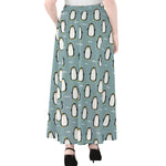 Cartoon Emperor Penguin Pattern Print Chiffon Maxi Skirt